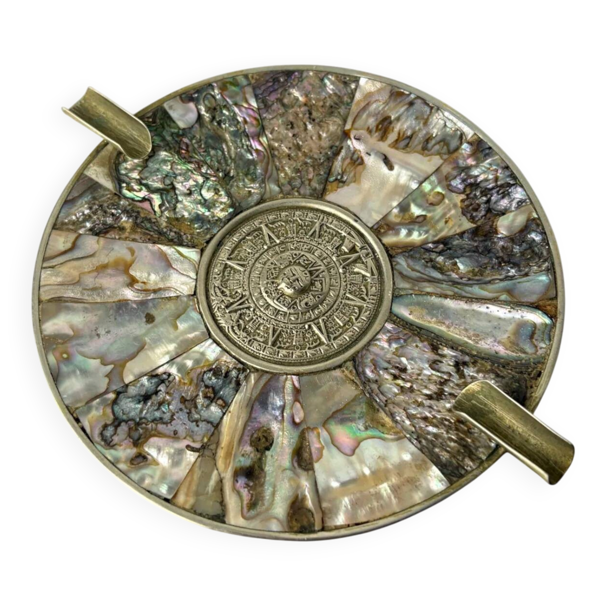 Abalone shell & alpaca ashtray, Mexico, 1970s