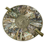 Abalone shell & alpaca ashtray, Mexico, 1970s