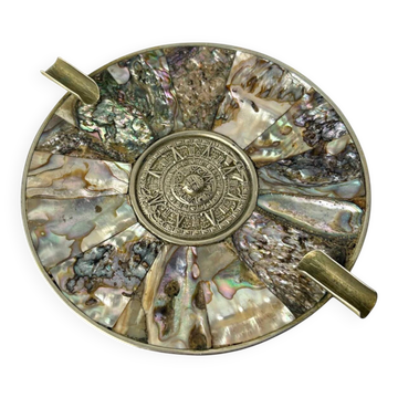 Abalone shell & alpaca ashtray, Mexico, 1970s