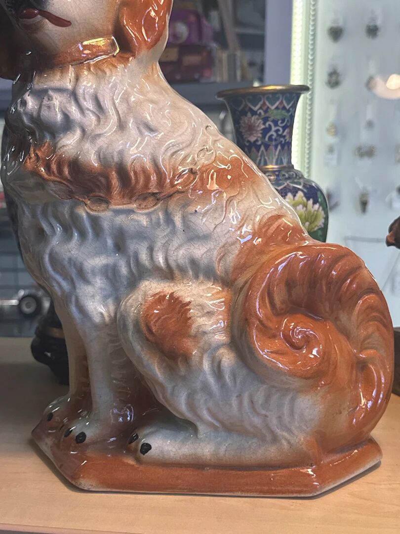 Set of 2 Dog Statues – Staffordshire – Ornament – Vintage Pair