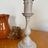 Gray patina pewter candle holder lamp base