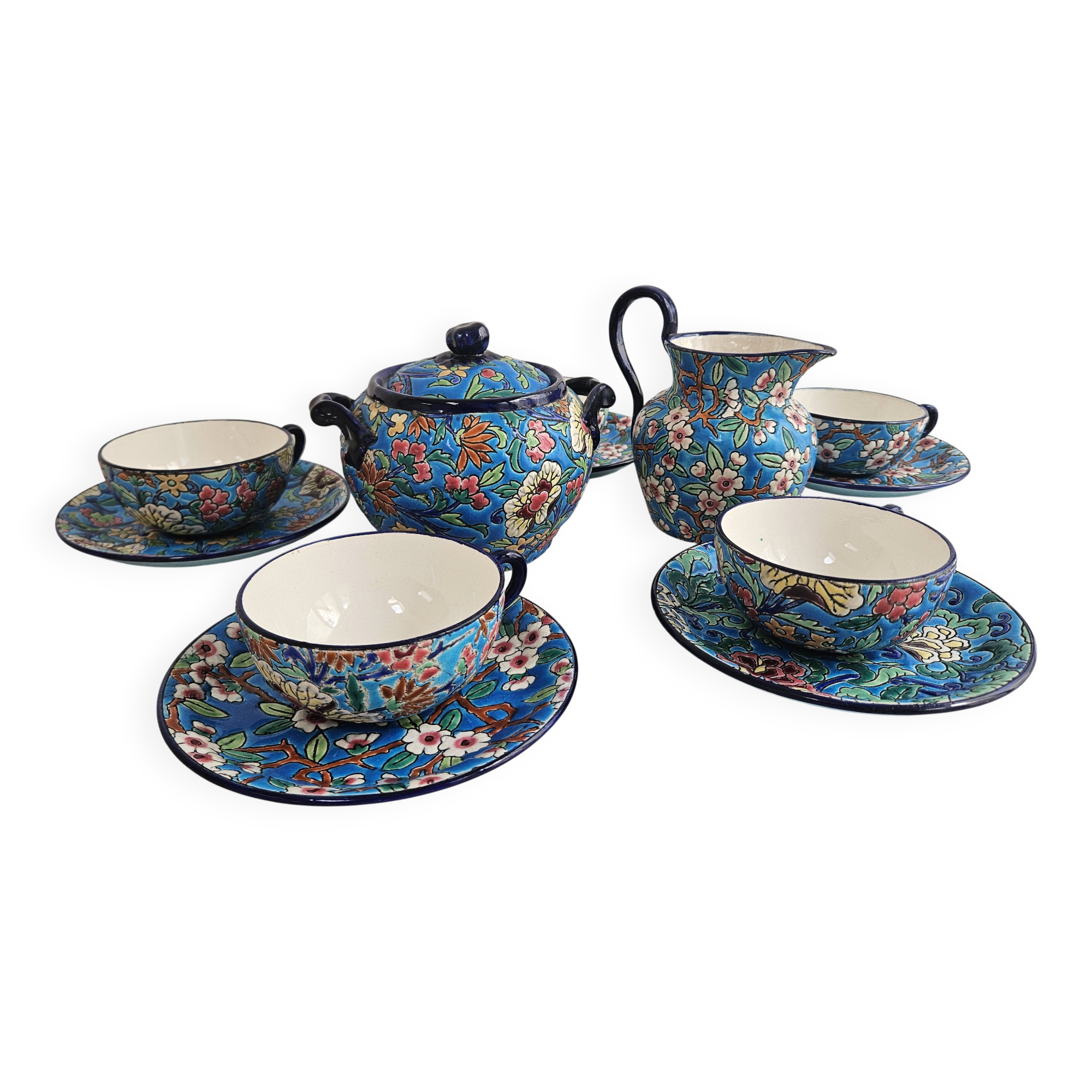 Complete tea/coffee service in Longwy enamel.