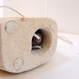 Brutalist carved stone table lamp - Circa 1980