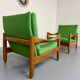Lot of 2 vintage armchairs in solid oak with boucle fabric, Scandinavian design from the 70s.