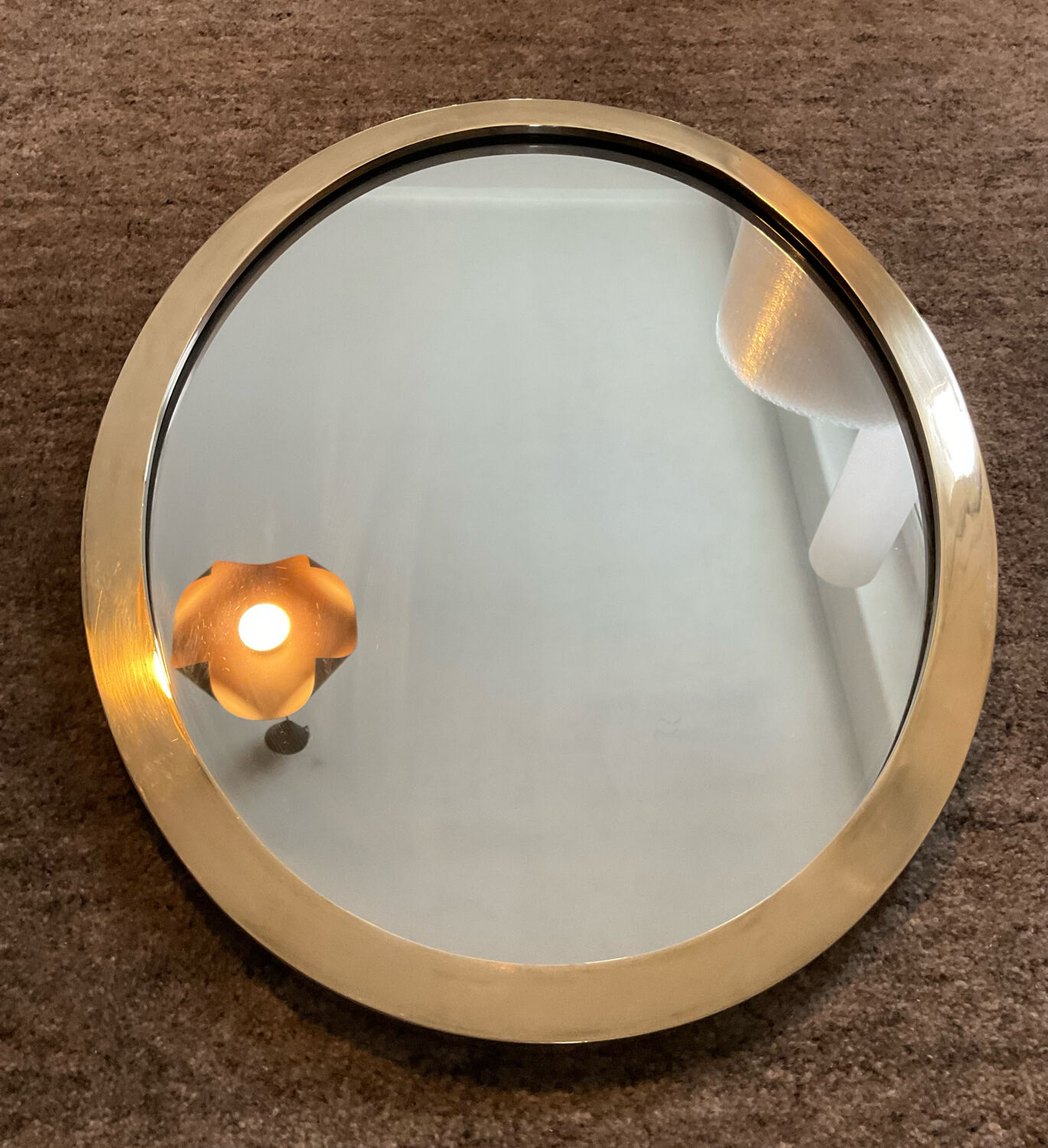 Vintage oval mirror in solid brass