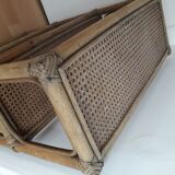 On feet vintage rattan shelf