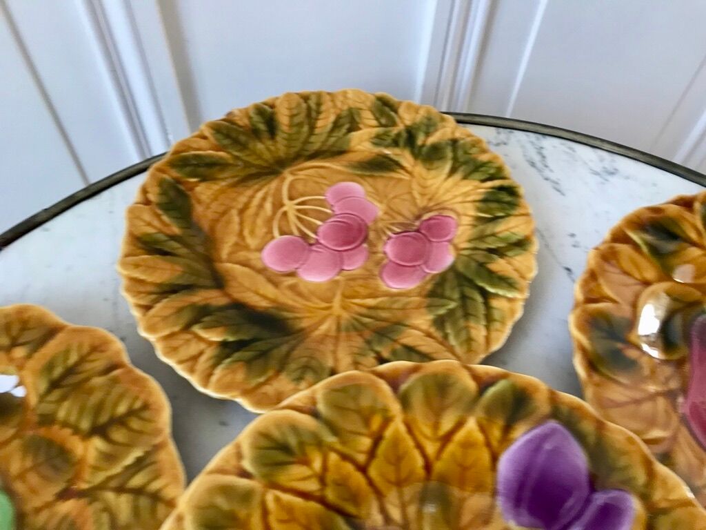Set of 6 dessert plates in Sarreguemines slurry 60s