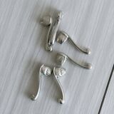 Set of 6 owl knife rests in shiny silver metal