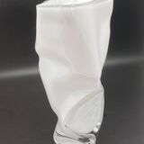 White tinted glass vase with crumpled effect