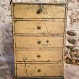 Antique French pine drawer cabinet – Narrow storage unit – Workshop/apothecary style – circa 1900
