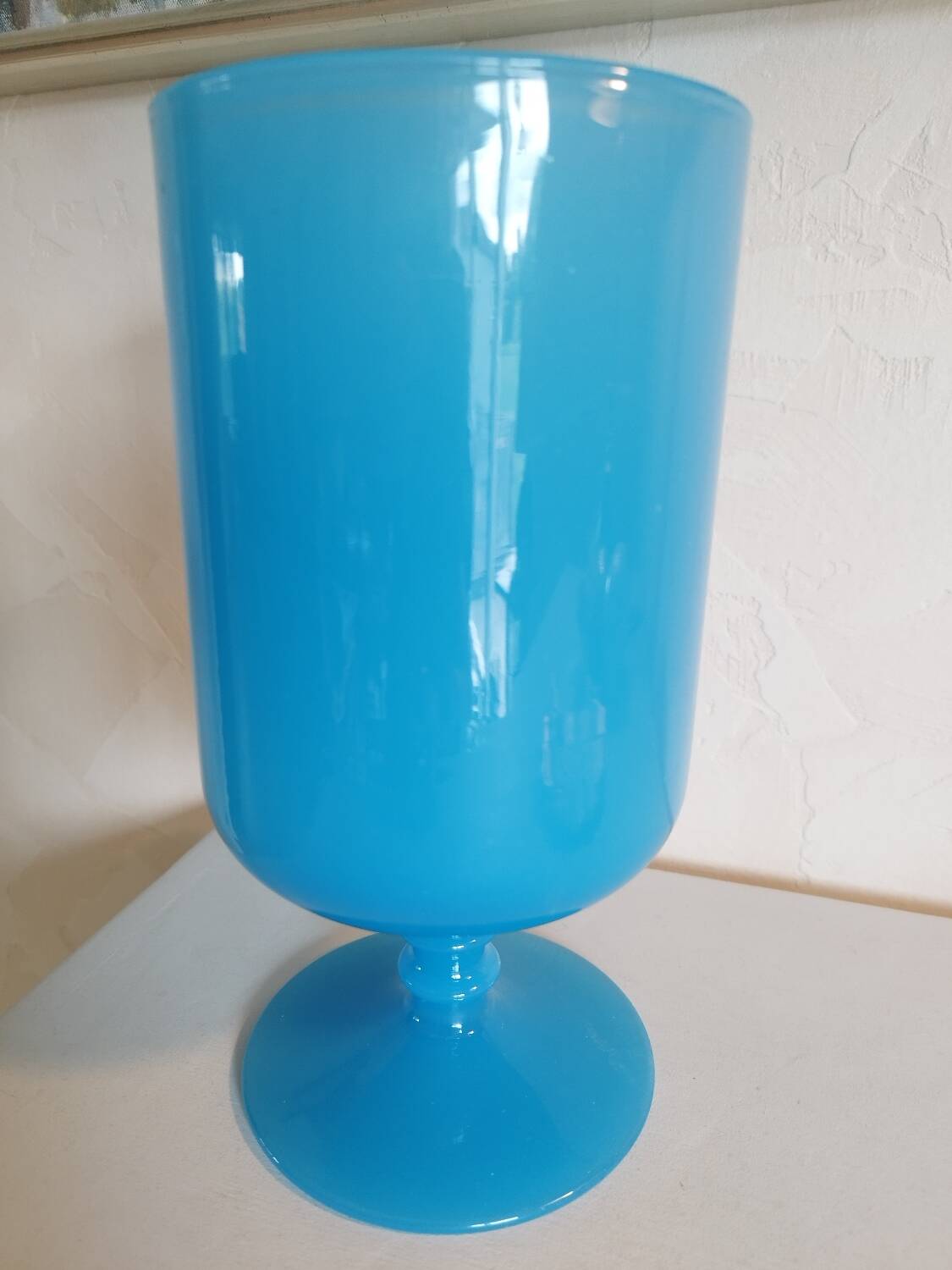 Blue vase on opaline pedestal