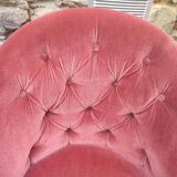 Fauteuil crapaud velours rose