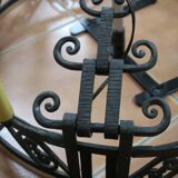 Crown chandelier ceiling light with art deco suspension 1930 in wrought iron