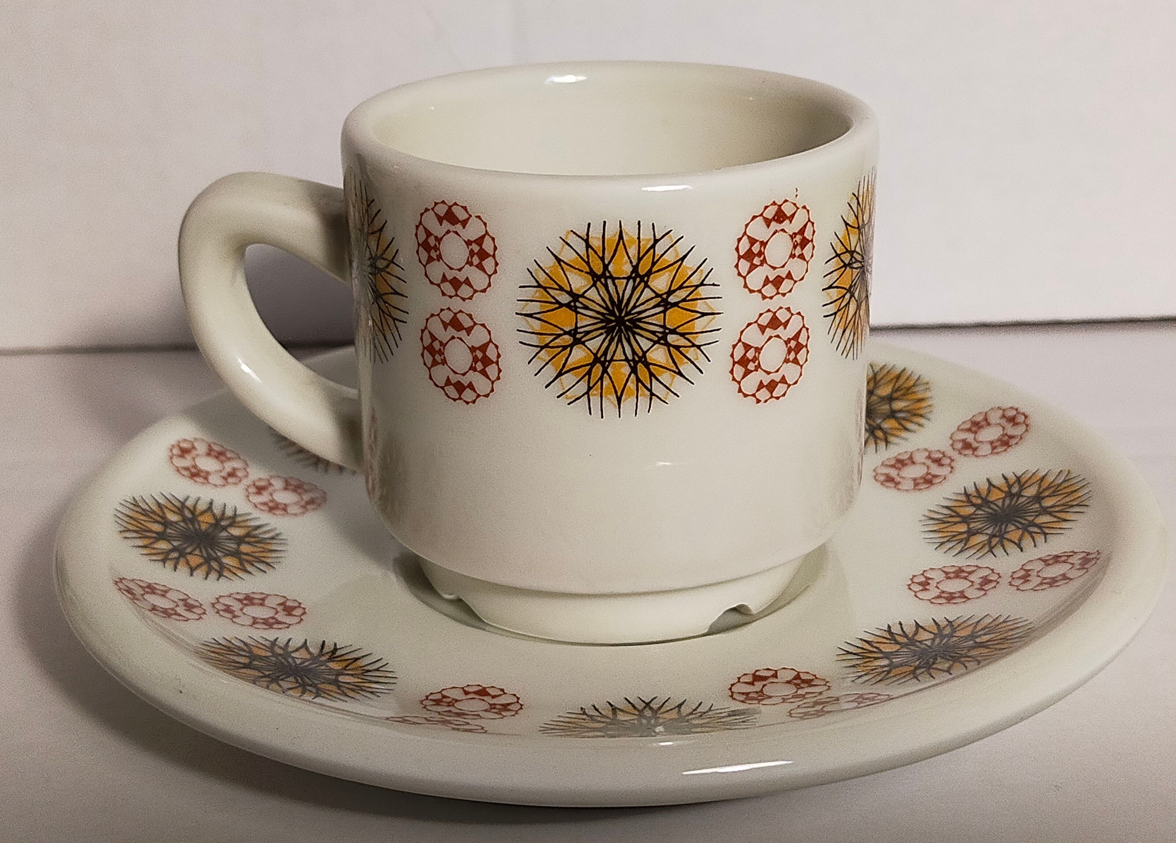 Five vintage Chauvigny porcelain espresso cups