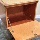 Set Scandinavian birch midcentury Art Deco nightstands