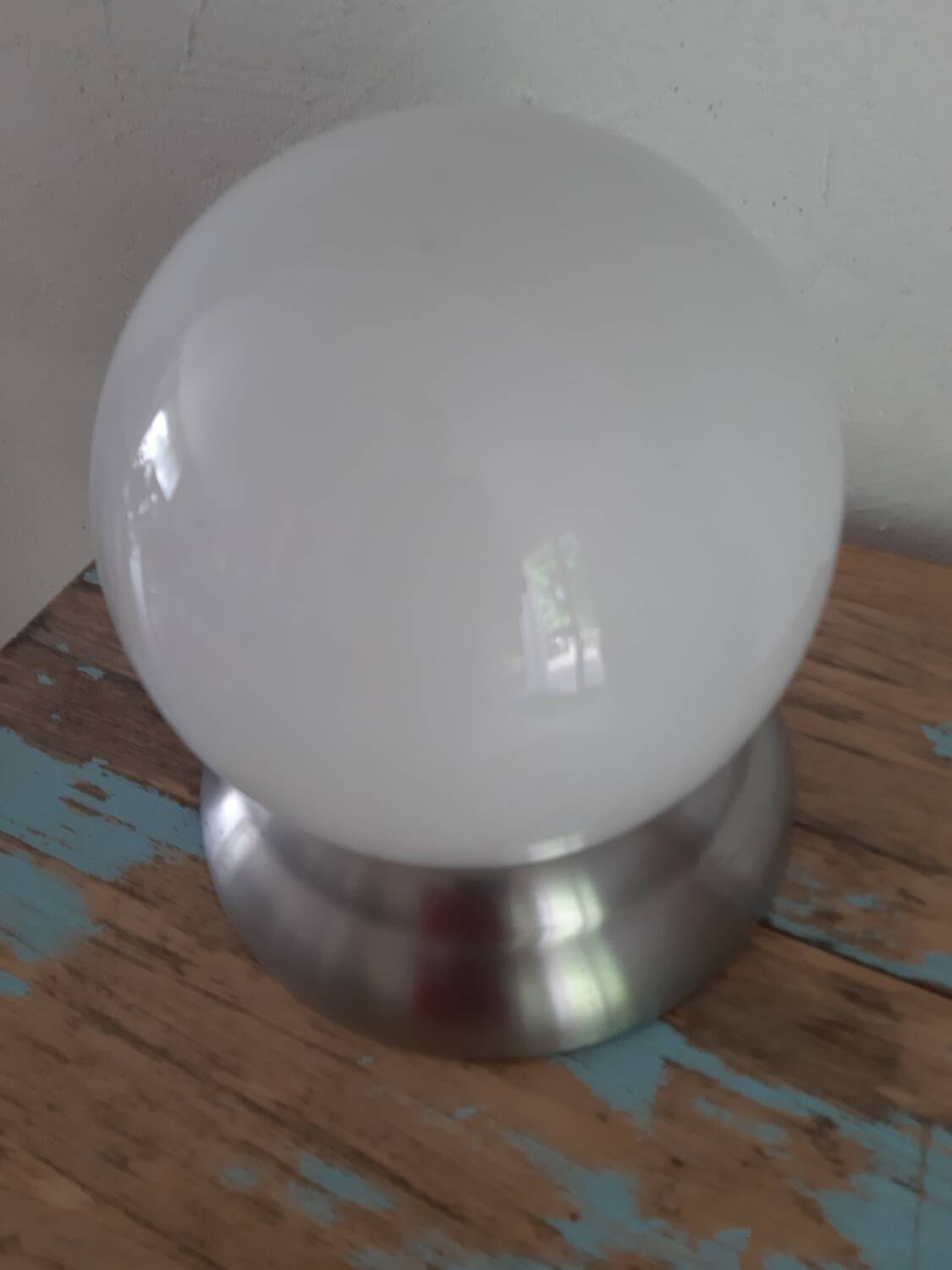 White opaline metal globe ceiling light