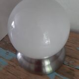 White opaline metal globe ceiling light