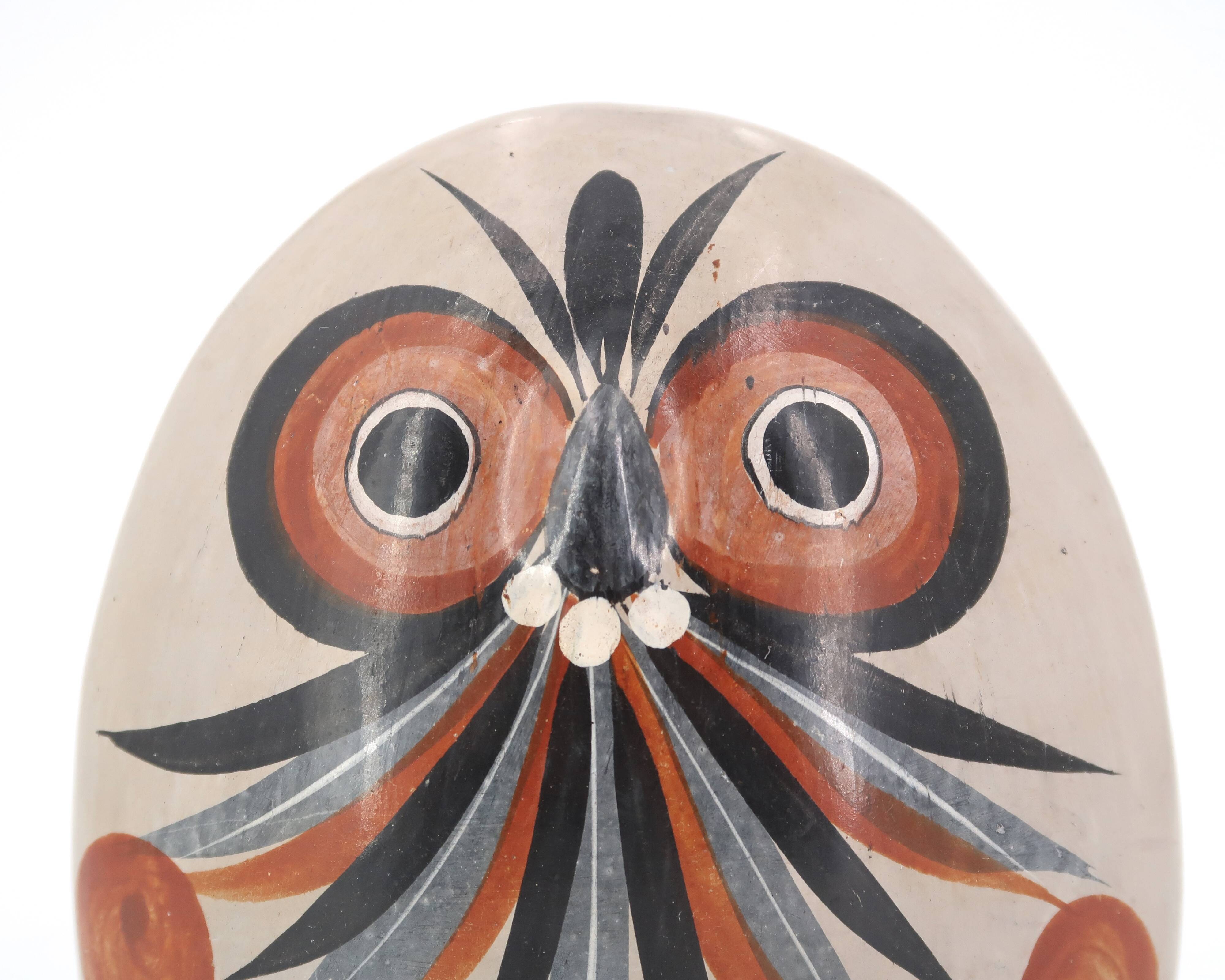 Mexican ceramic owl signed V Silva