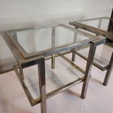 Pair of end of sofas in brushed iron signed Guy Lefevre