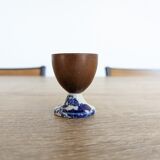Set of 3 shells in porcelain and exotic wood