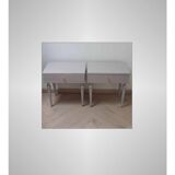 Pair of bedside tables with compass feet