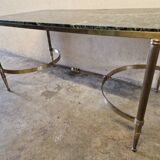 Brass coffee table with Alpine green veined marble top - 1960