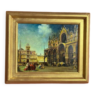 Ancient painting of St. Mark's Square in Venice