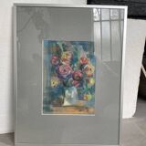 Oil chalk drawing flowers