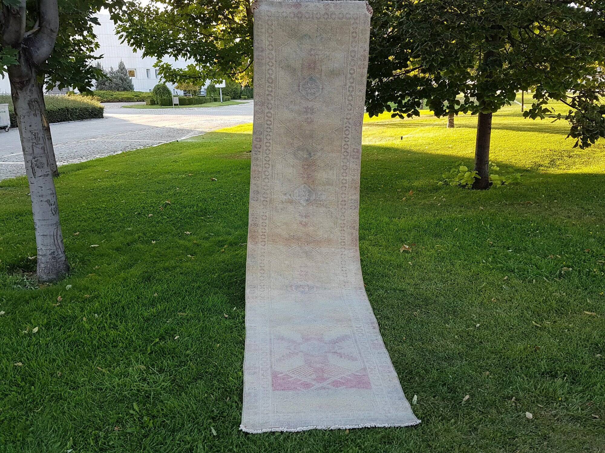 Vintage Turkish hallway rug 87x370 cm
