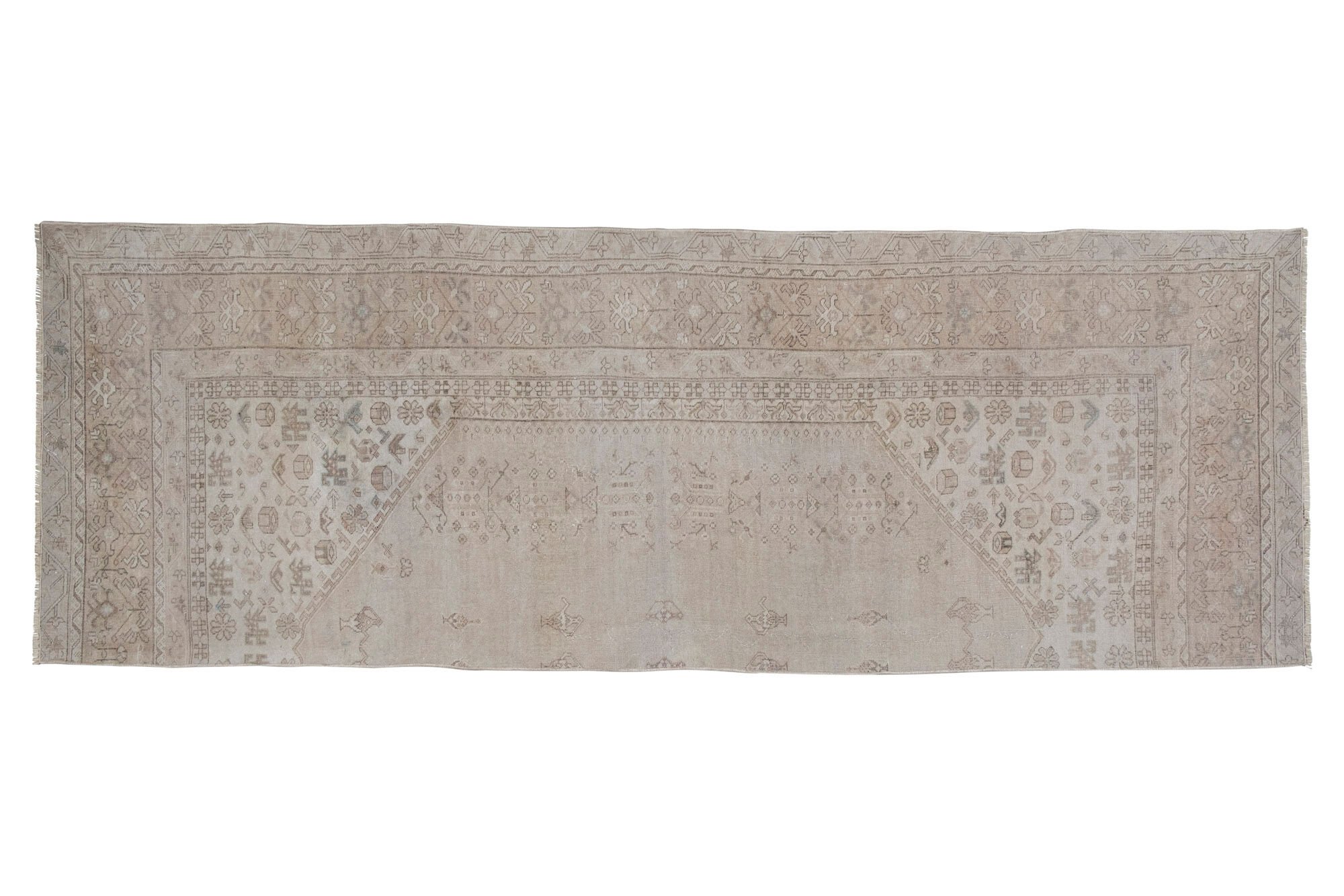 Distressed turkish oushak rug runner 100 x 285 cm