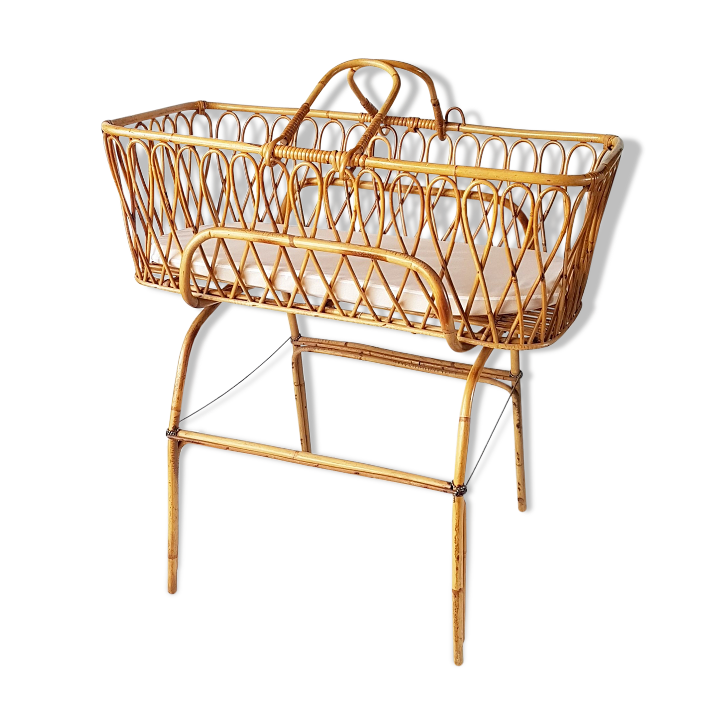 Rattan basket on foot 60 years