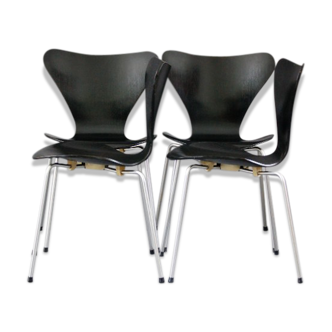 Ensemble de 4 chaises papillon 3107 Arne Jacobsen pour Fritz Hansen