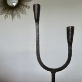 Pair of antique wrought iron candlesticks
