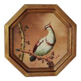 Painted wooden bird painting