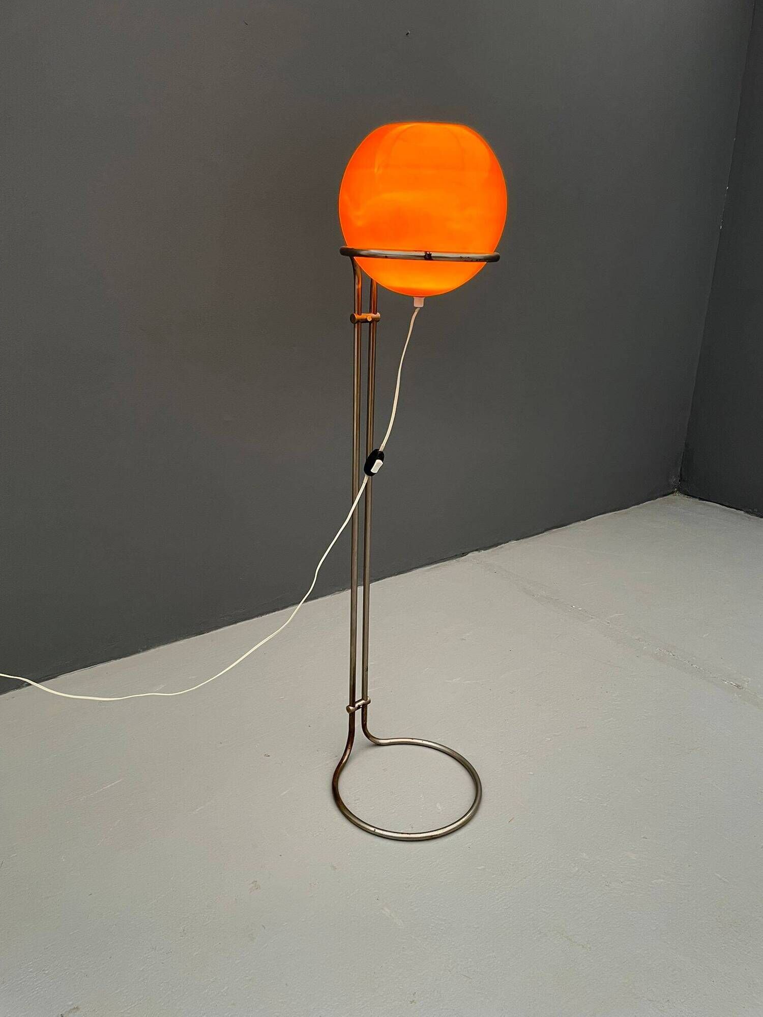 Atomic age Orange glass floor lamp by Tibor Hazi, Hungary, 1973