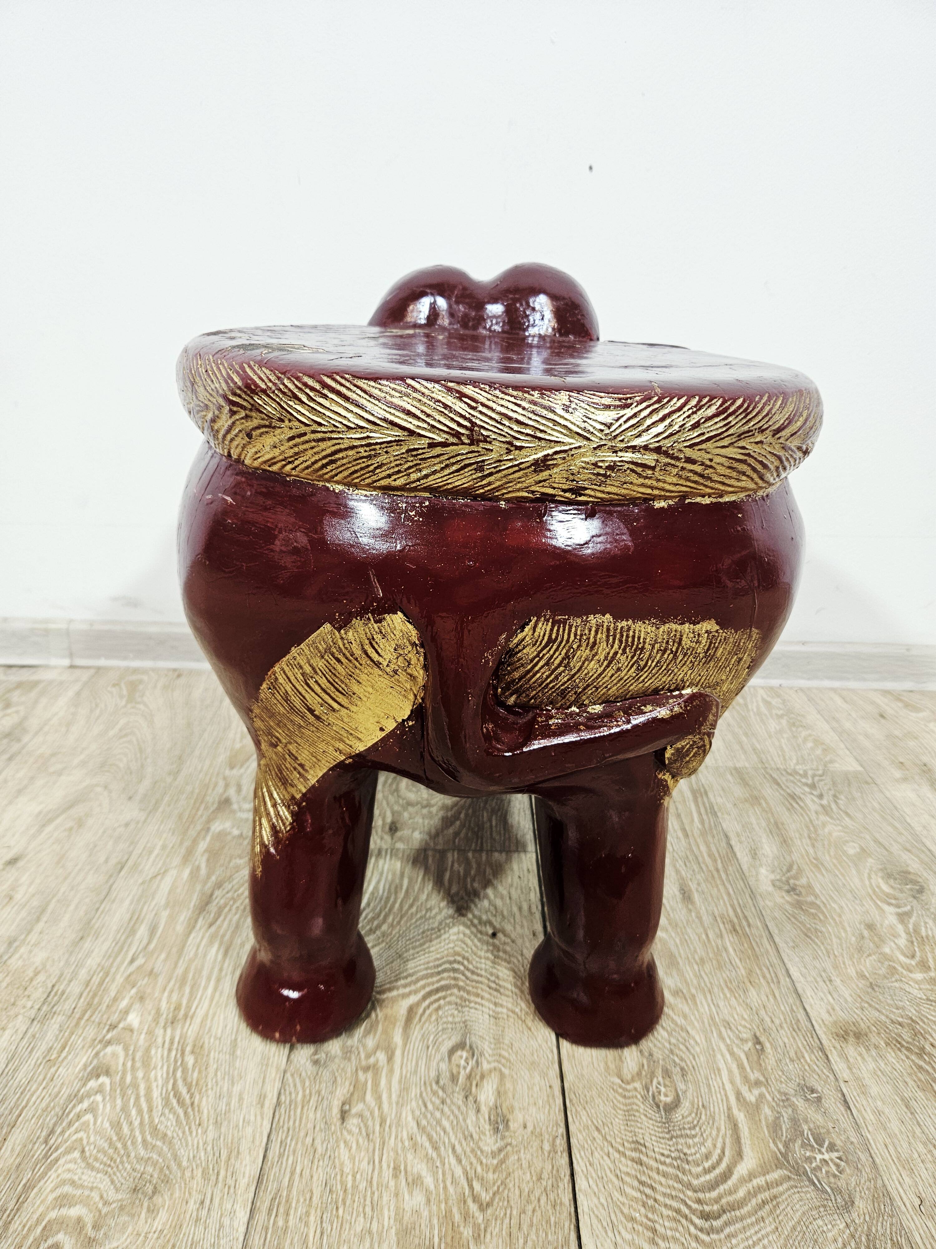 Antique elephant xl side stool / 19th century / unique boho chic piece.