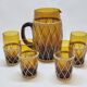Vintage orangeade service in amber blown glass and wicker