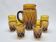 Vintage orangeade service in amber blown glass and wicker