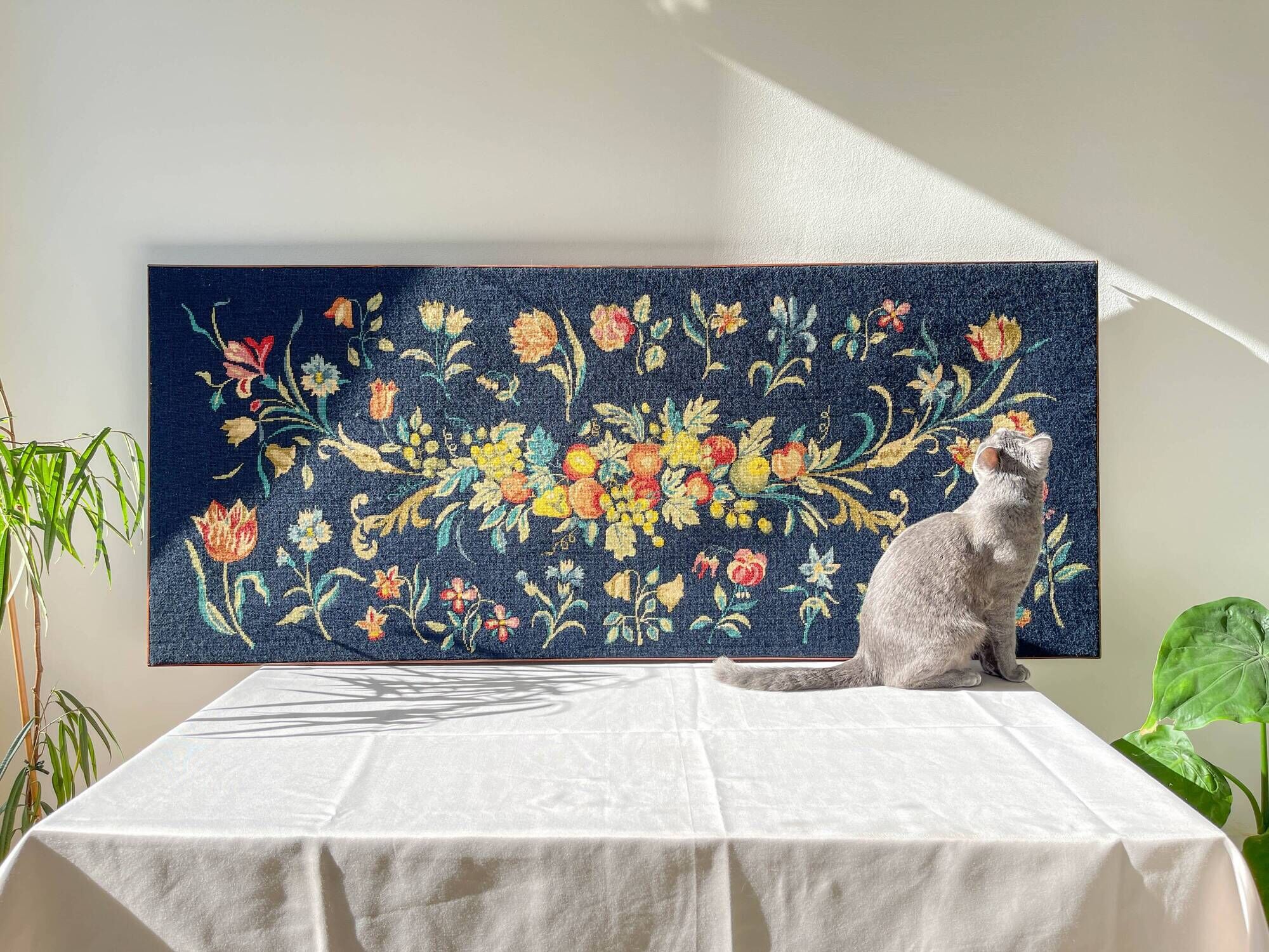 Large vintage floral pattern tapestry, 1970s