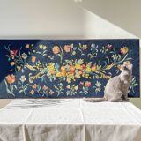 Large vintage canvas tapestry with floral pattern 1970