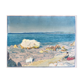 Original watercolor by Tony MINARTZ (1870-1944) Two bathers on a rocky beach on the Riviera