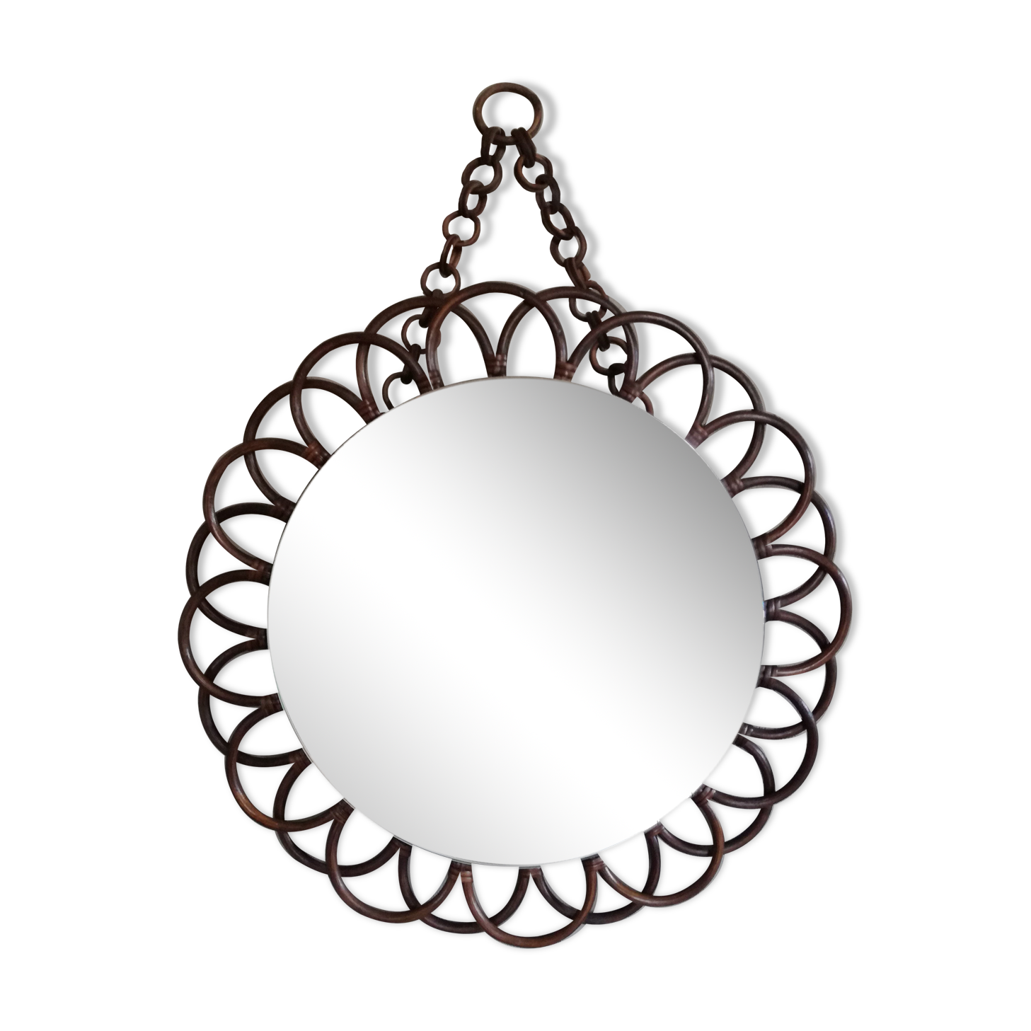 Rattan round mirror - $54