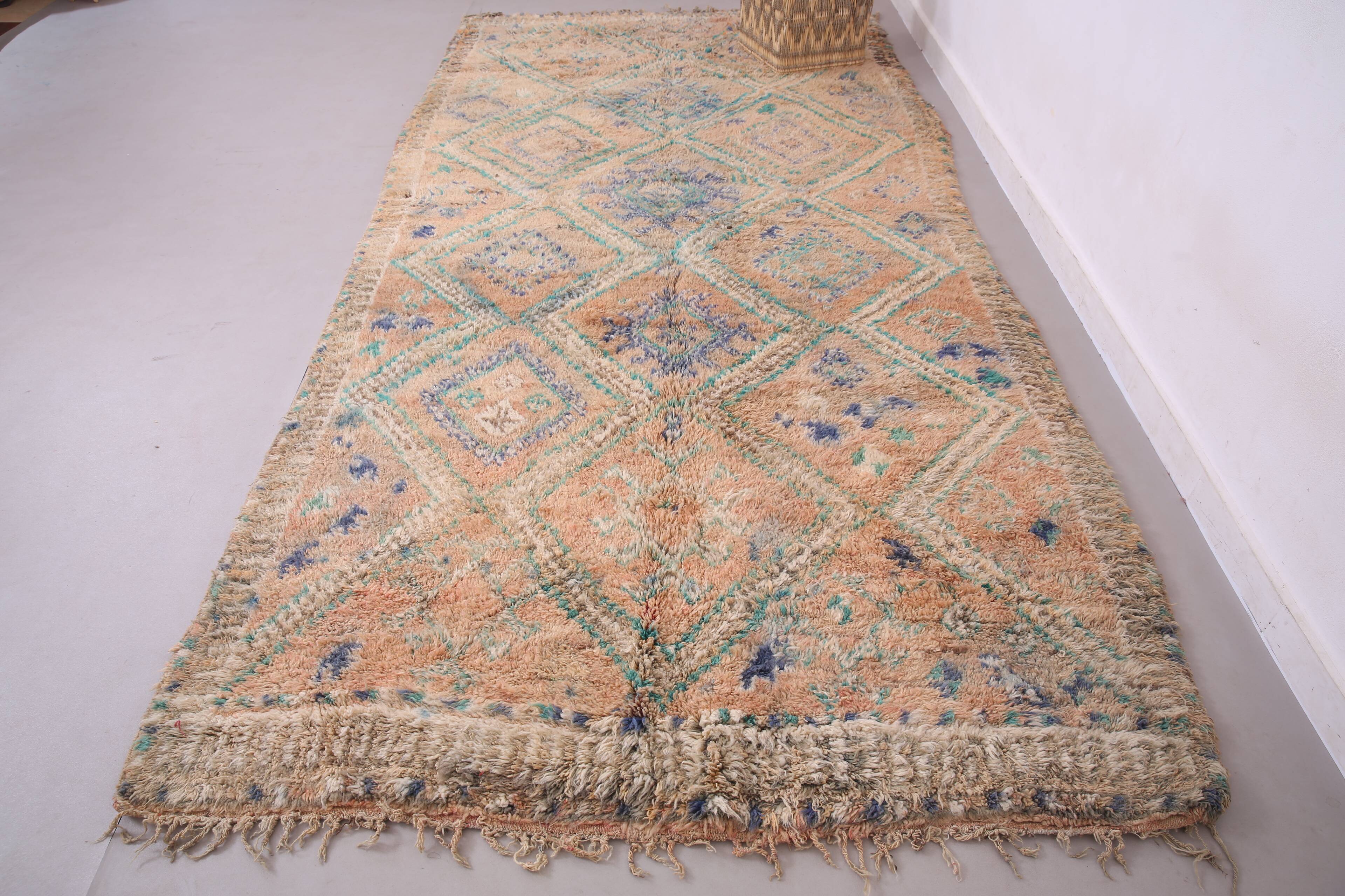 Peach Vintage Moroccan Rug 183 x 357 cm - Berber Wool Rug - Handmade Rug
