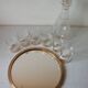 Old glass carafe liquor service with gilding vintage ice mirror tray