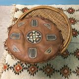 Table basse tam-tam en rotin vintage