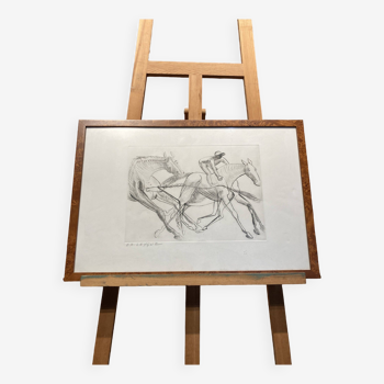 Framed horse drawing.