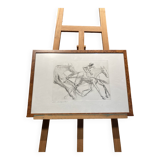 Framed horse drawing.