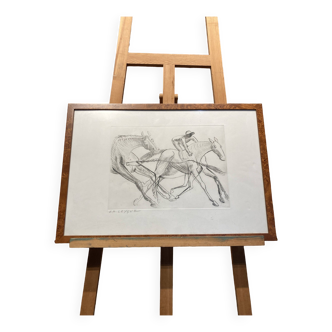 Framed horse drawing.