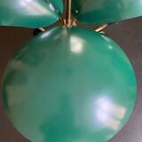 Vintage 3-light chandelier in gilded brass and metal from the 50s