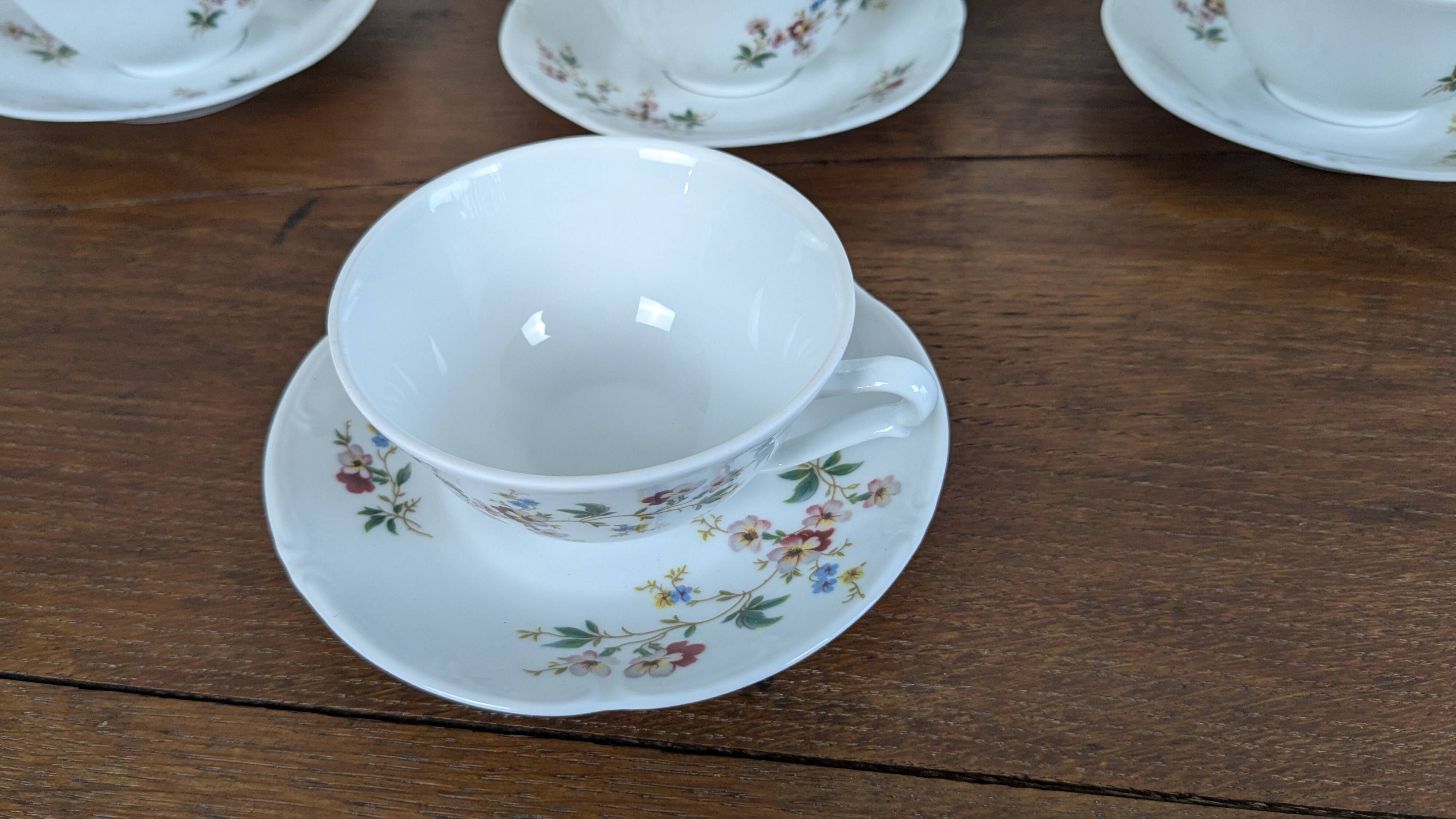 12-piece coffee service in Sologne porcelain, France